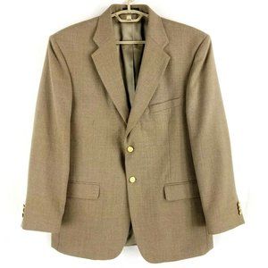 Stafford Brown 2 Gold Button Wool Blend Hopsack Blazer Jacket Mens 42R